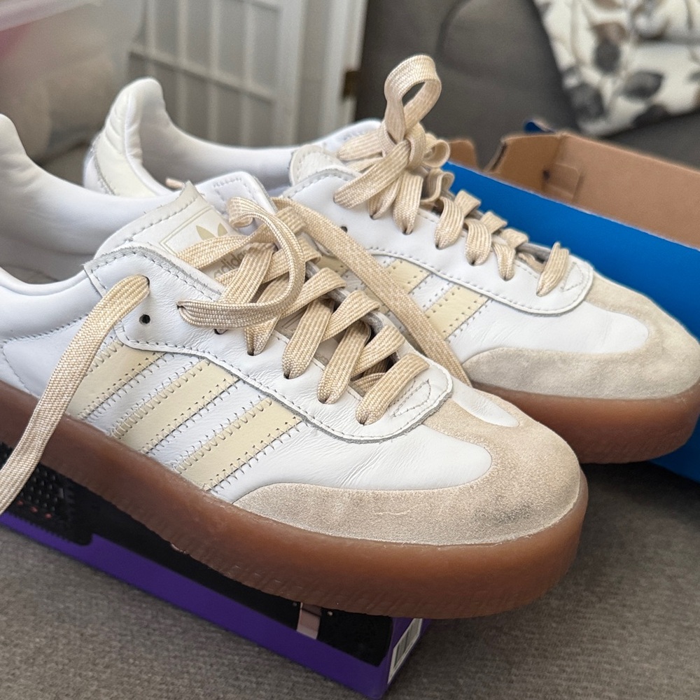 Adidas White and Tan Sneakers